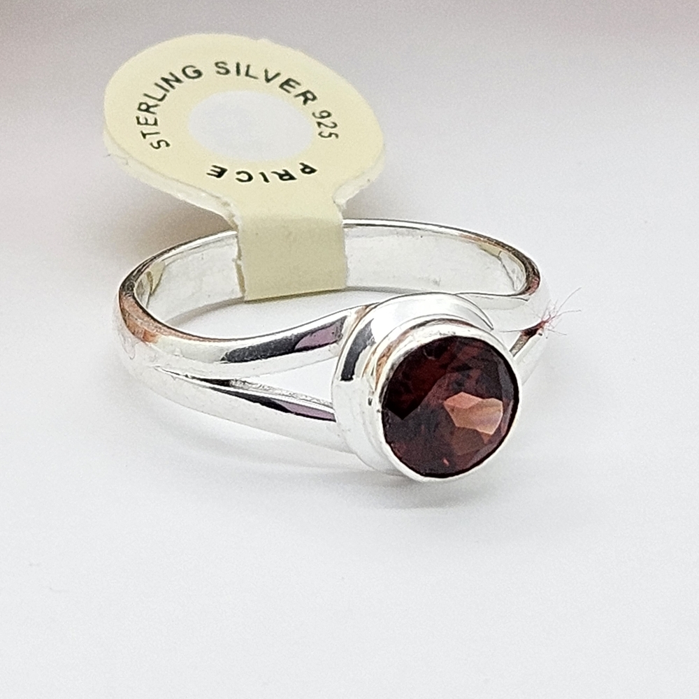 Genuine Garnet Sterling Silver Ring